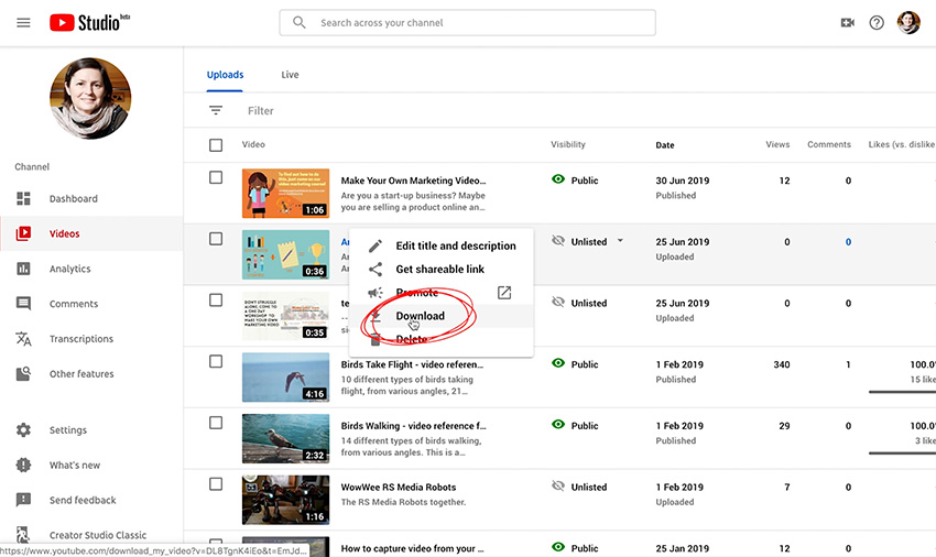 How to download your own video from your YouTube channel 4